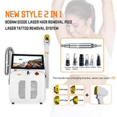 New Portable Multifunctional 2-in-1 Pico Laser Tattoo Removal and Diode Laser Hair Removal  Machine