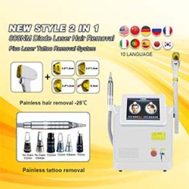New Portable Multifunctional 2-in-1 Pico Laser Tattoo Removal and Diode Laser Hair Removal  Machine
